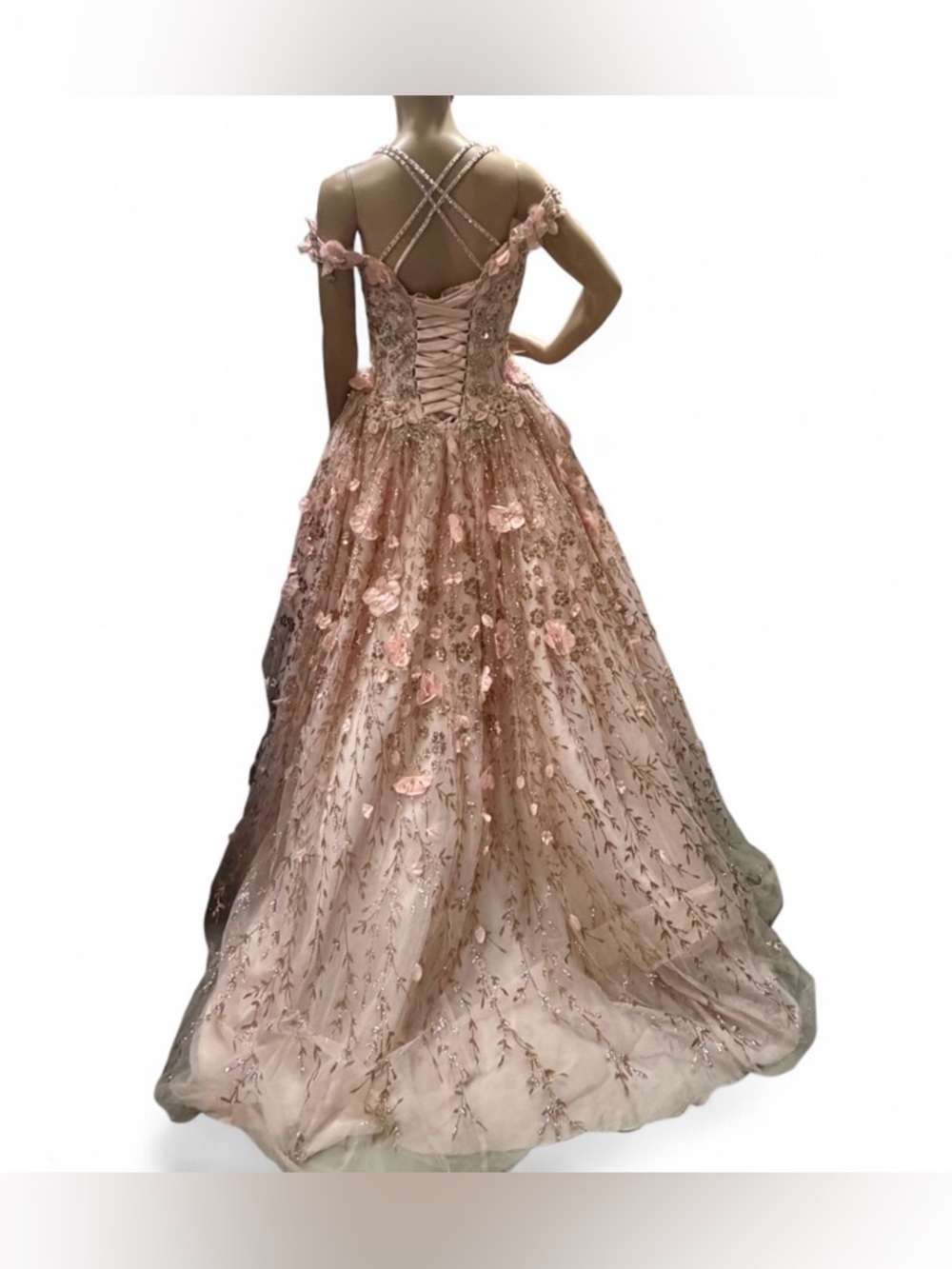 Dancing Queen U S A Gown Sweet 16/Quince Sweetheart Neckline Embroidered Sz  S - Picture 4 of 11